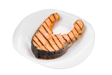 Fresh grilled salmon steak.