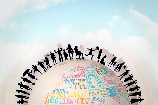 Composite image of silhouette of cheering people - Powered by Adobe