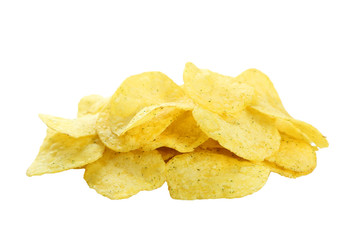 Potato chips isolated on white