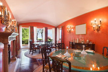 Dining room of a luxurious villa