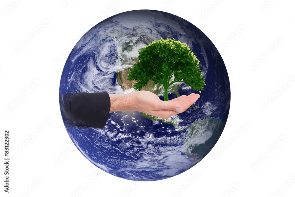 Aufkleber Composite image of close up of businessman with empty hand open