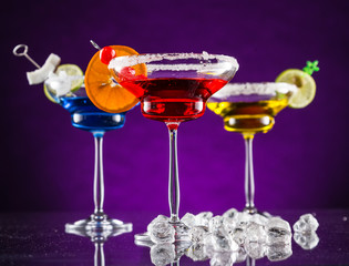 Martini drinks served on glass table