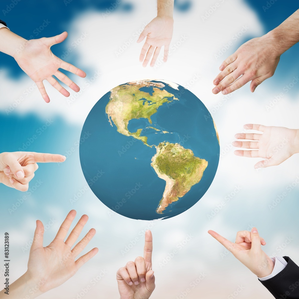 Poster composite image of hands presenting