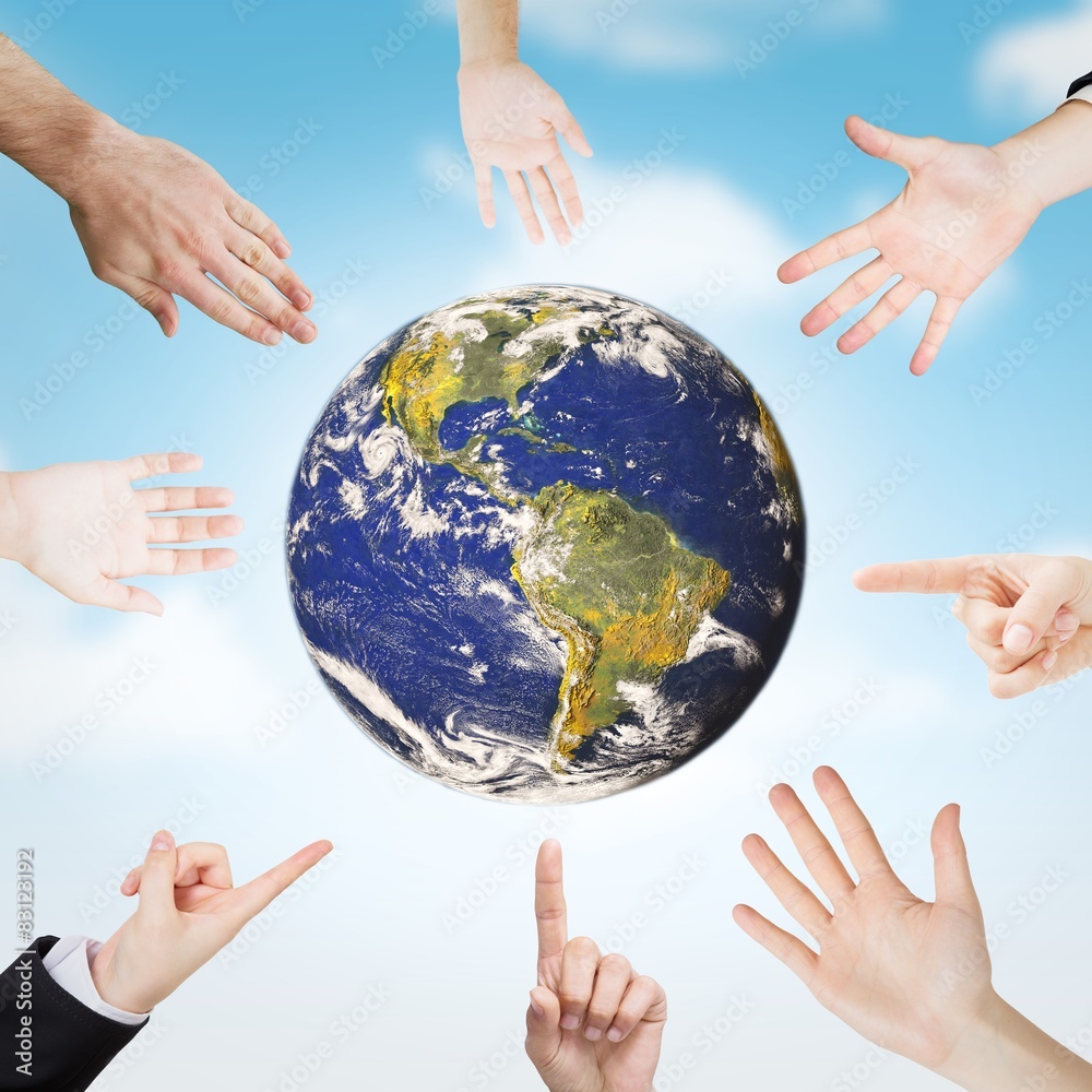 Poster composite image of hands presenting