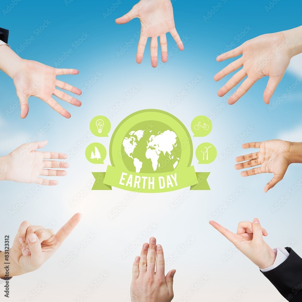 Poster Composite image of hands showing