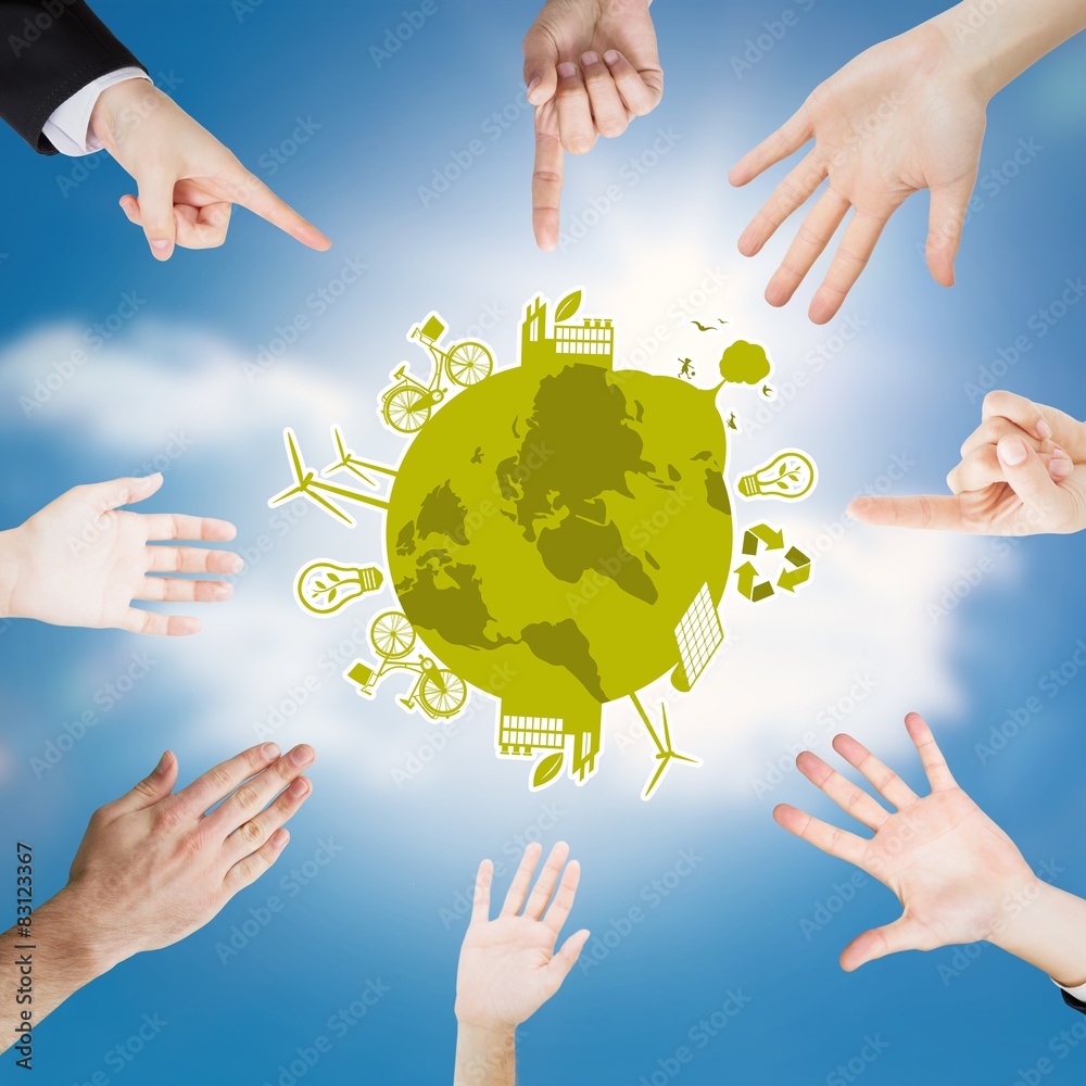Poster composite image of hands presenting