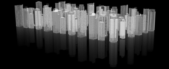 Sketch of 3d cityscape