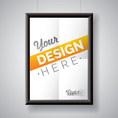 Vector poster frame template of a folded paper sheet.