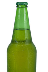 Bottle with golden beer.