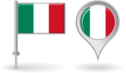 Italian pin icon and map pointer flag. Vector