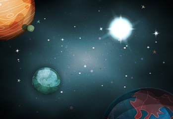 Naklejka premium Scifi Space Background For Ui Game with planets and stars