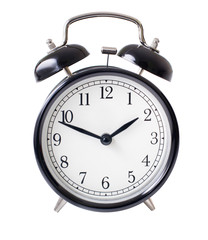Classic alarm clock isolated on white with clipping path