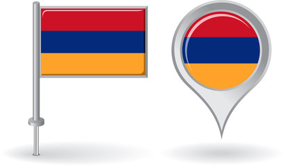Armenian pin icon and map pointer flag. Vector