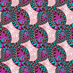 Pink paisley ornate seamless pattern. Seamless vector pattern