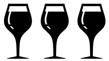 set isolated wine glasses