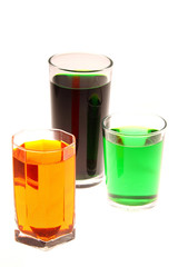 colorful water in the glasses