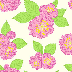 Seamless pattern with peach flowers