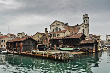 Canal and Historic Houses in Venice, Italy