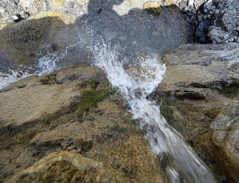 waterfall of fresh water in the mountain torrent