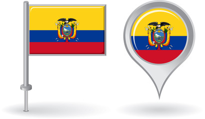 Obraz premium Ecuadorian pin icon and map pointer flag. Vector