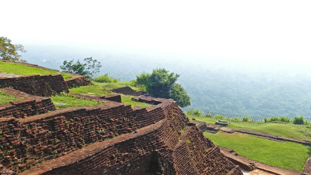 Ruins of fortress on top of Sigiriya Lion Rock, Sri Lanka
