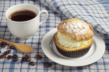 Creamy cake and coffee