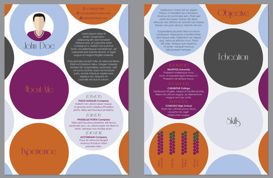 Modern resume cv design with colored dots