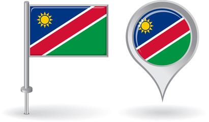 Namibian pin icon and map pointer flag. Vector