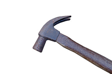 Rusty hammer isolated on white