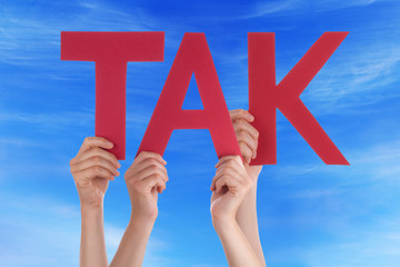 People Hold Straight Danish Tak Mean Thanks Sky