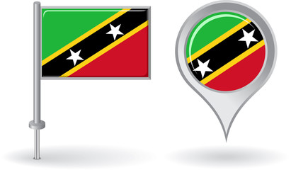 Saint Kitts and Nevis pin icon, map pointer flag. Vector