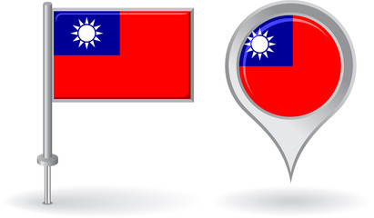 Burma pin icon and map pointer flag. Vector