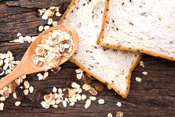 cereal and black sesame bread with whole grain cereal flakes