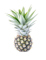Fototapeta premium Green pineapple on isolated white background, unripe pineapple o