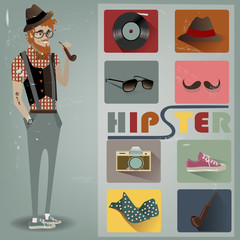 Hipster elements  with Hipster Character.