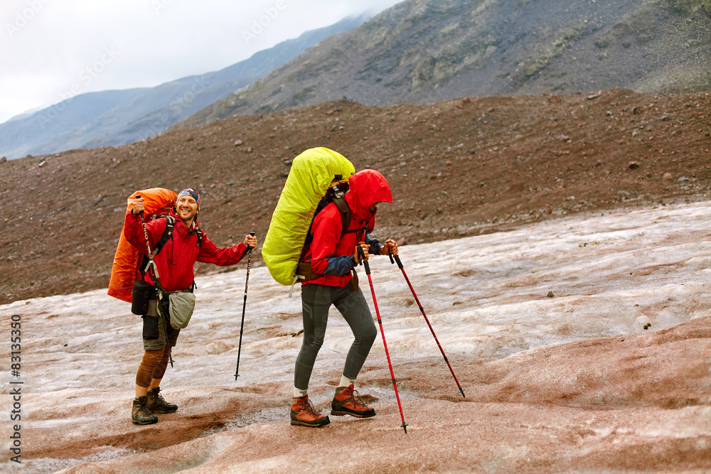 Wall mural  hikers on a glacier