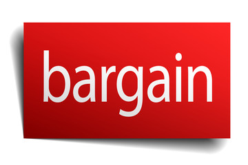 bargain red paper sign isolated on white