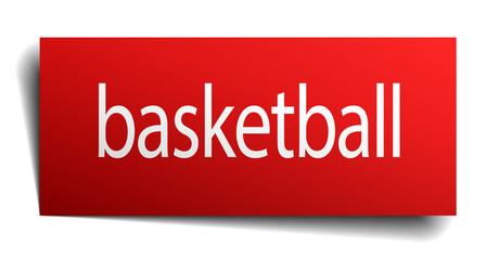 basketball red paper sign isolated on white