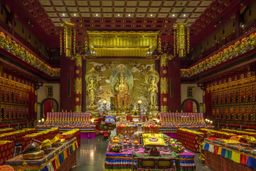 Internal picture of the Buddha Tooth Relic Temple, Singapore