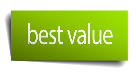 best value green paper sign on white background