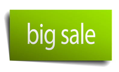 big sale green paper sign on white background