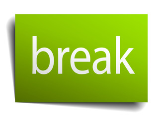 break green paper sign on white background