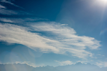 Sky and subeams. Western Alps