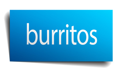 burritos blue square isolated paper sign on white
