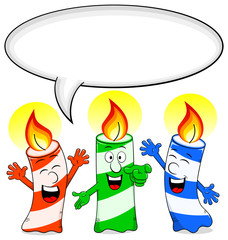 Cartoon Geburtstagskerzen gratulieren, mit Sprechblase