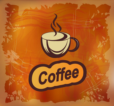 banner card coffee on brown background retro