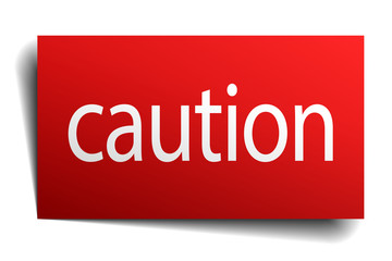caution red paper sign isolated on white