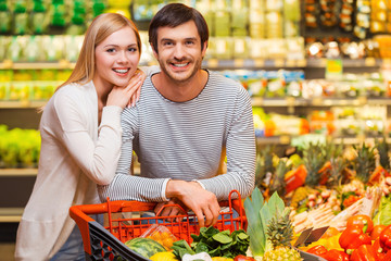 Shopping together for dinner.