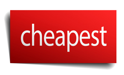 cheapest red paper sign isolated on white