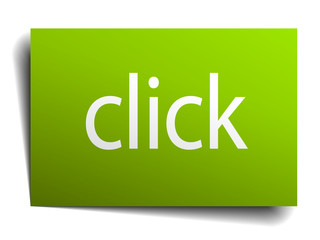 click green paper sign on white background